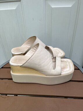 Paloma Barcelo Laxyla Platform Wedge Cream Sandals Glacial Size 40/9.5